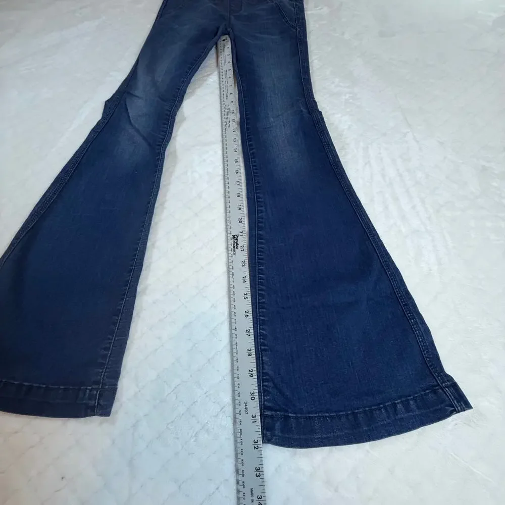 Free People We The Free Women's Blue Penny Flare Stretch Wide Leg Jeans Size 27